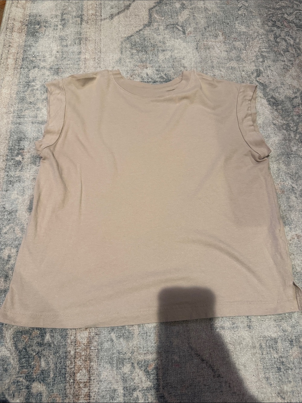 a new day women's sleeveless crewneck tank in light tan